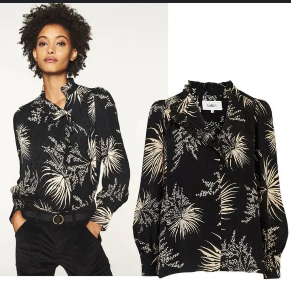 Ba&sh Black and tan Long Sleeve Blouse